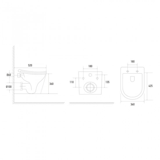 Унітаз підвісний ергономічний Koer TT-0102-T3 520x360x360mm система змиву TORNADO 3.0 (KR5616)
