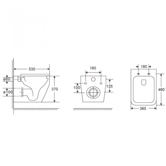 Унітаз підвісний Mixxus Premium STYLE-0301-T1 530х365х370mm система змиву TORNADO 1.0 (MP6691)