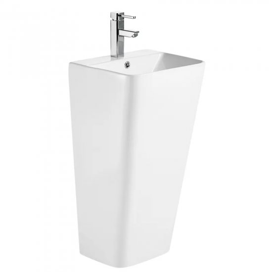 Раковина моноблок Mixxus STYLE-1101 с отверстием под смеситель и переливом 440х380х830mm (MI6696)