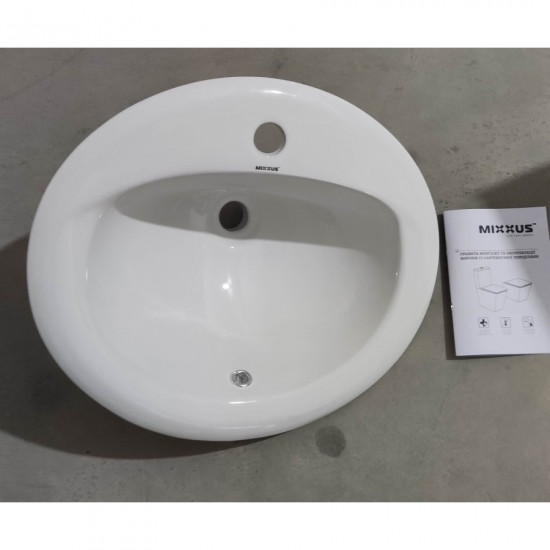 Раковина врізна на стільницю Mixxus Premium TOPPER-1602 515х400х200mm з отвором під змішувач та пер