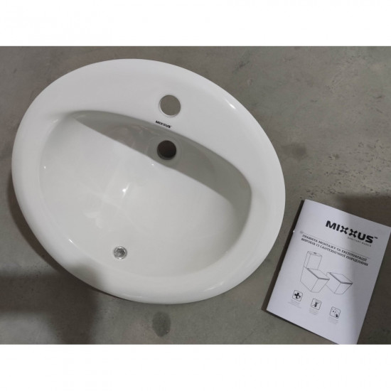 Раковина врізна на стільницю Mixxus Premium TOPPER-1602 515х400х200mm з отвором під змішувач та пер