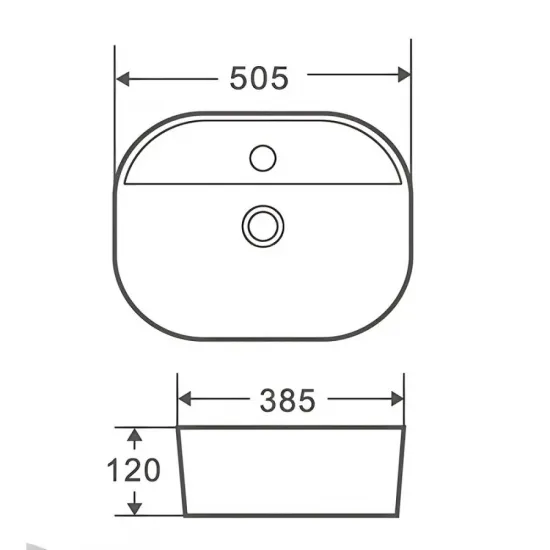 Раковина накладна Mixxus Premium ELLIPSE-0203 510х375х120mm з отвором під змішувач (MP6678)