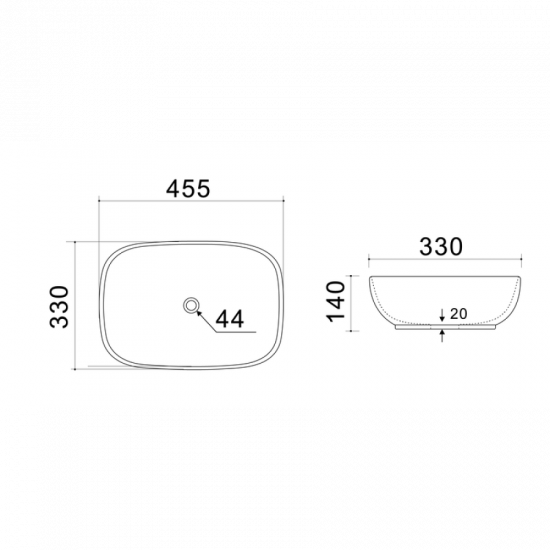 Раковина накладна Mixxus Premium DIVERSE-0116 GRAY 455x330x135mm (MP6651)