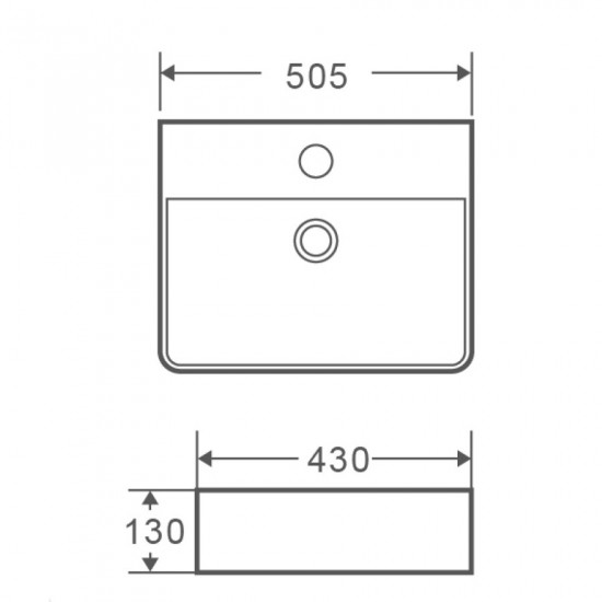 Умывальник накладной керамический Mixxus Premium Quadro-0201 с переливом 500x420x120mm (MP6478)