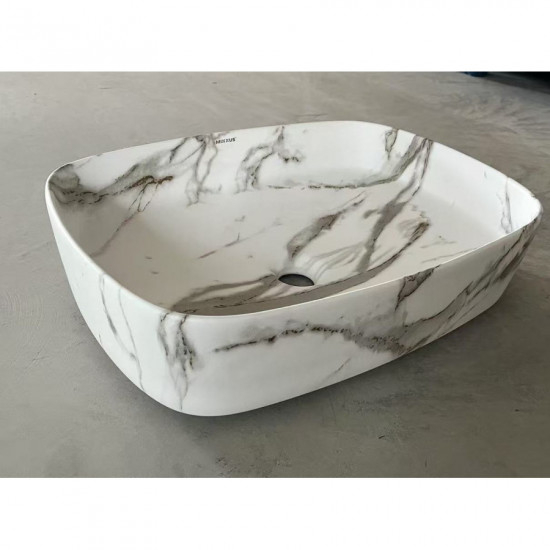 Раковина накладная Mixxus Premium BEVEL-0102 MARBLE 495х370х135mm (MP6519)