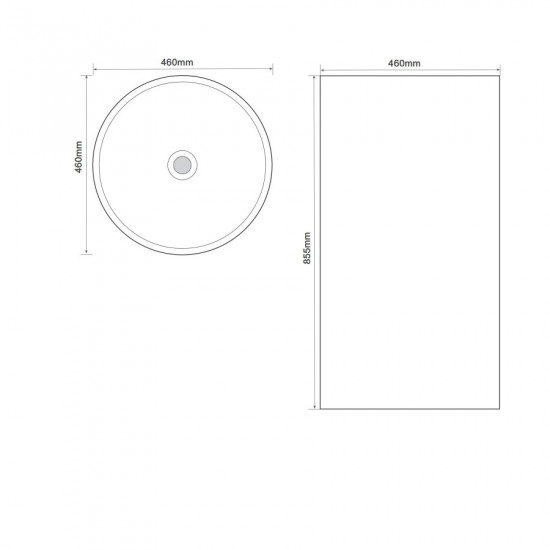 Раковина моноблок MIXXUS PREMIUM ELLIPSE-1101 460х460х855mm с переливом (MP6573)
