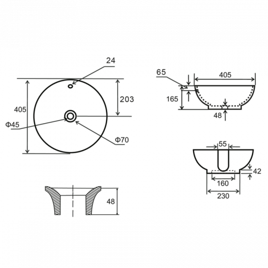 Раковина накладна Mixxus Premium TOPPER-0201 GRAY 410x410x165mm з переливом (MP6649)