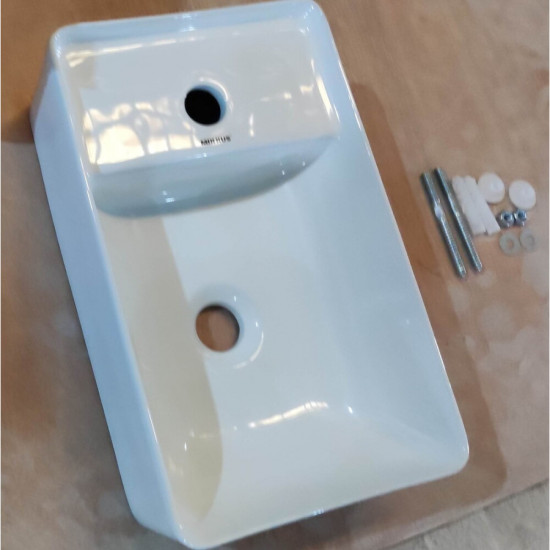 Раковина подвесная Mixxus Premium QUADRO-1201-R 430х265х135mm с отверстием под смеситель и переливом (M