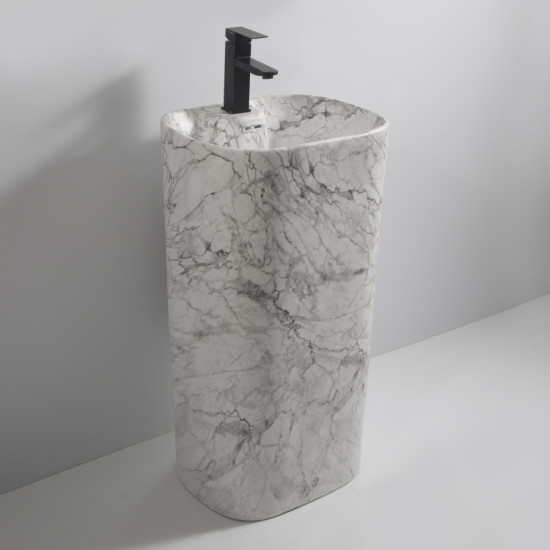 Раковина моноблок MIXXUS PREMIUM DIVERSE-1101 MARBLE 460х380х840mm с отверстием под смеситель и переливом