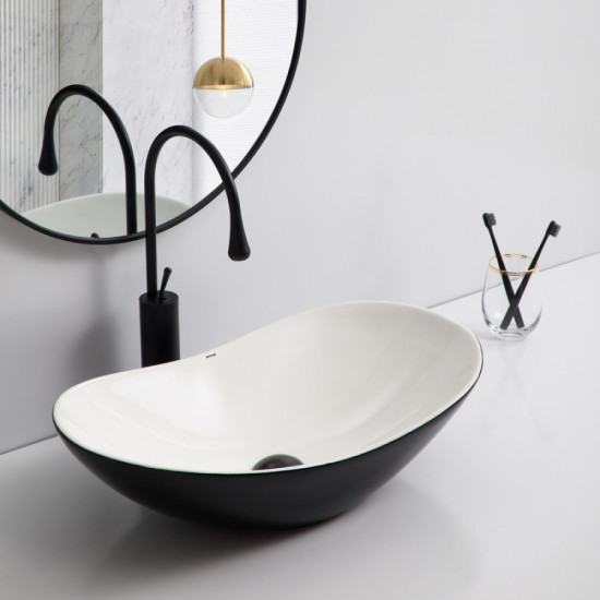 Раковина накладная Mixxus Premium WAVE-0105 WHITE-BLACK 620х360х160mm (MP6558)