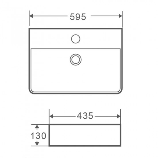 Умывальник накладной керамический Mixxus Premium Quadro-0202 с переливом 600x420x120mm (MP6479)