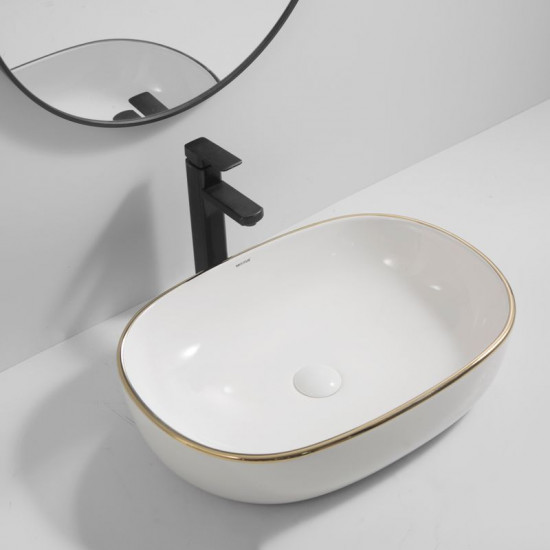 Раковина накладна Mixxus Premium ELLIPSE-0105 EDGE GOLD 600х400х150mm (MP6564)