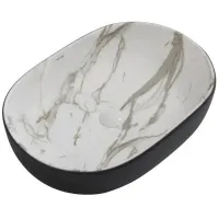 Раковина накладна MIXXUS PREMIUM ELLIPSE-0105 MARBLE-BLACK 600х400х150mm (MP6565)