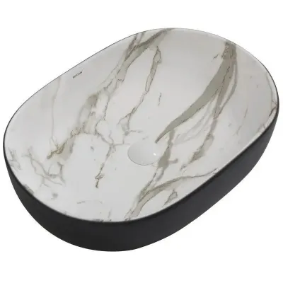 Раковина накладна MIXXUS PREMIUM ELLIPSE-0105 MARBLE-BLACK 600х400х150mm (MP6565)