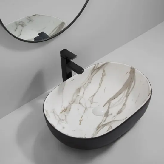 Раковина накладна MIXXUS PREMIUM ELLIPSE-0105 MARBLE-BLACK 600х400х150mm (MP6565)