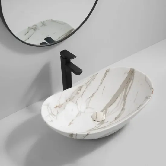 Раковина накладная MIXXUS PREMIUM WAVE-0105 MARBLE 620х360х160mm (MP6559)