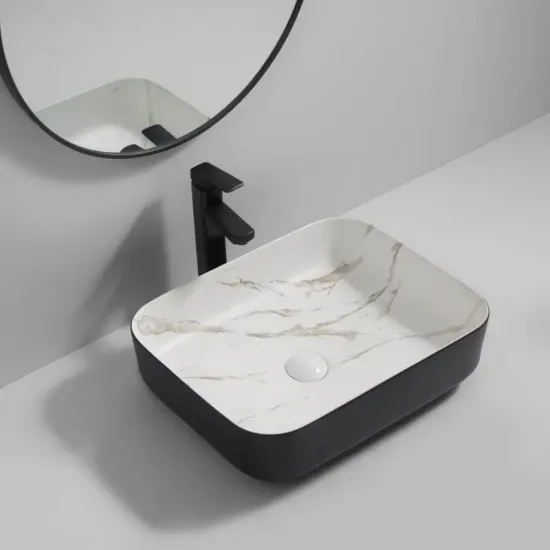 Раковина накладная MIXXUS PREMIUM DIVERSE-0110 MARBLE-BLACK 500х390х130mm (MP6517)