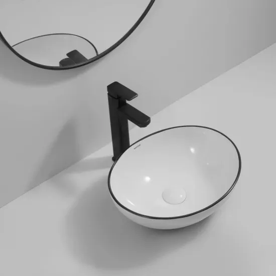 Раковина накладна MIXXUS PREMIUM ELLIPSE-0108 EDGE BLACK 400х330х145mm (MP6527)