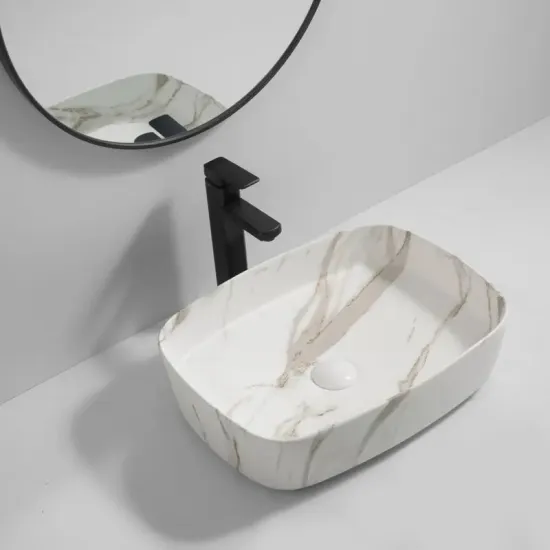 Раковина накладная Mixxus Premium BEVEL-0102 MARBLE 495х370х135mm (MP6519)