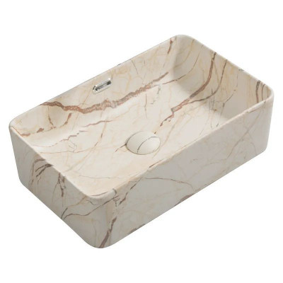 Раковина накладна Mixxus Premium QUADRO-0208 MARBLE 480х315х140mm з переливом (MP6518)