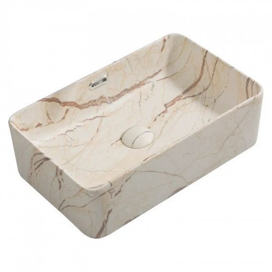 Раковина накладна Mixxus Premium QUADRO-0208 MARBLE 480х315х140mm з переливом (MP6518)