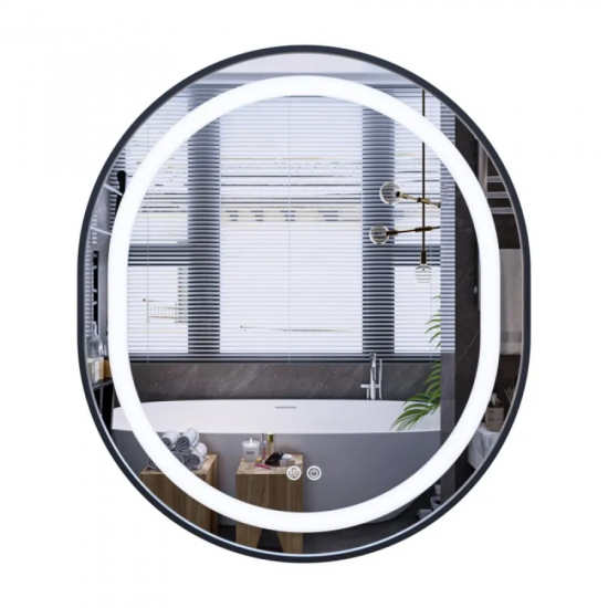 Дзеркало Mixxus Premium ELLIPSE MV05-80x70-REVERSE BLACK (LED Touch, Anti-fog, димер(3-6kK))(MP6646