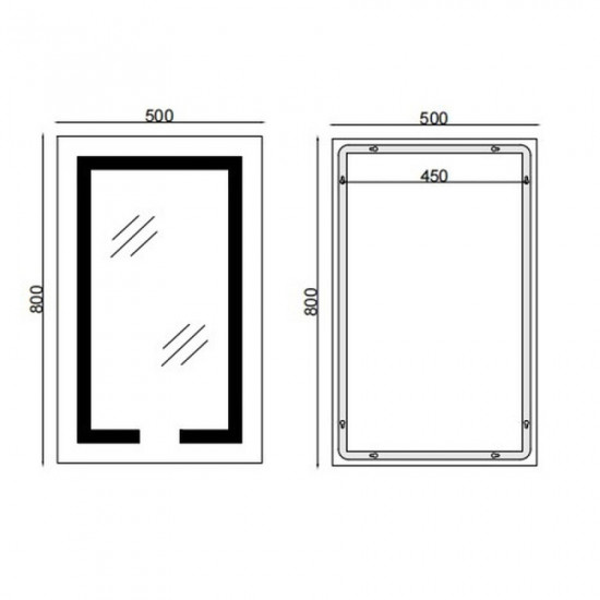 Зеркало Mixxus HARD MR06-50x80-CASE с LED Touch, Anti-fog, диммером, рег. яркости, часами (M
