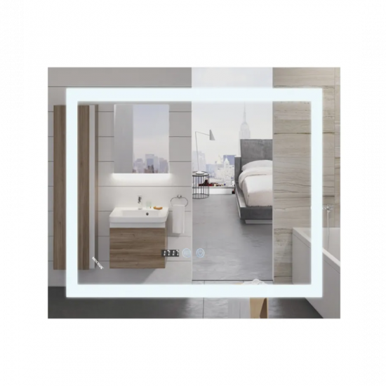 Дзеркало Mixxus WARM MR02-80x80 з LED Touch, Anti-fog, димером, регулюванням яскравості, годинником