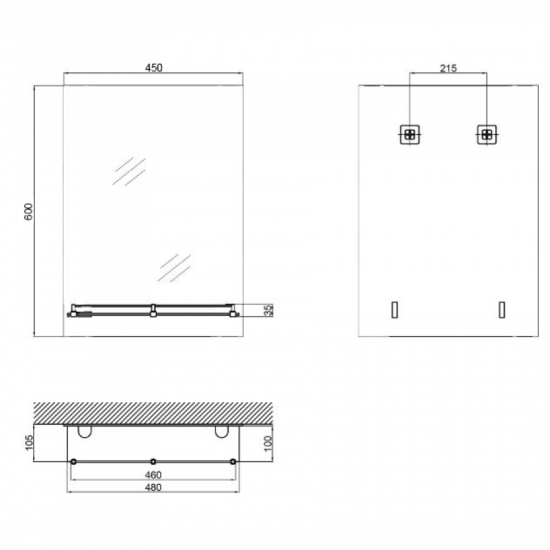 Дзеркало настінне Zerix SANSA MRZ04-450x600x100 прямокутне з полицею та декором (ZX5626)