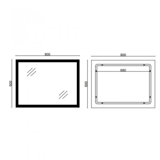 Зеркало Mixxus FLAT MR04-80x60 с LED Touch, Anti-fog, димером, регулировкой яркости, часами