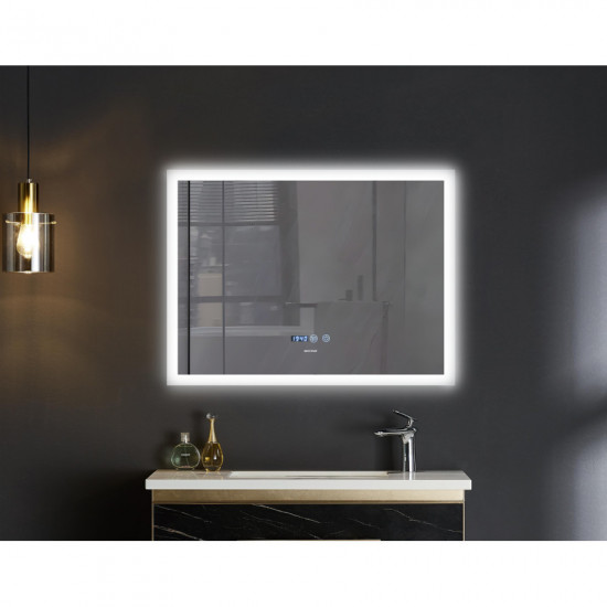 Зеркало Mixxus FLAT MR04-80x60 с LED Touch, Anti-fog, димером, регулировкой яркости, часами