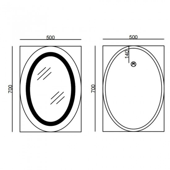 Дзеркало Mixxus Plain MV02-50x70 (годинник, LED-підсвічування, антизапотівання) (MI6010)