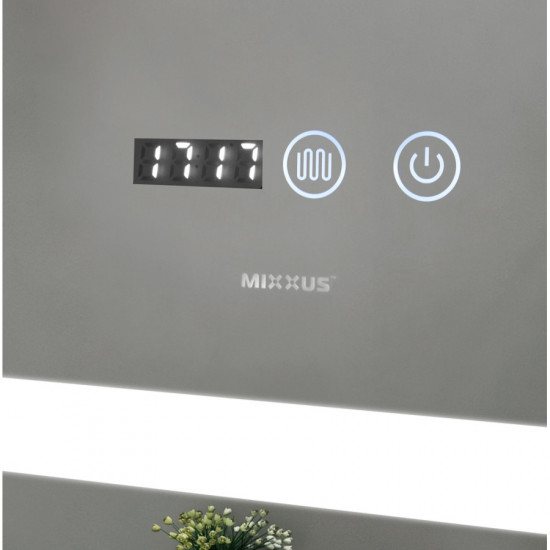 Зеркало Mixxus Light MR01-80x60 (часы, LED-подсветка, антизапотевание) (MI5998)