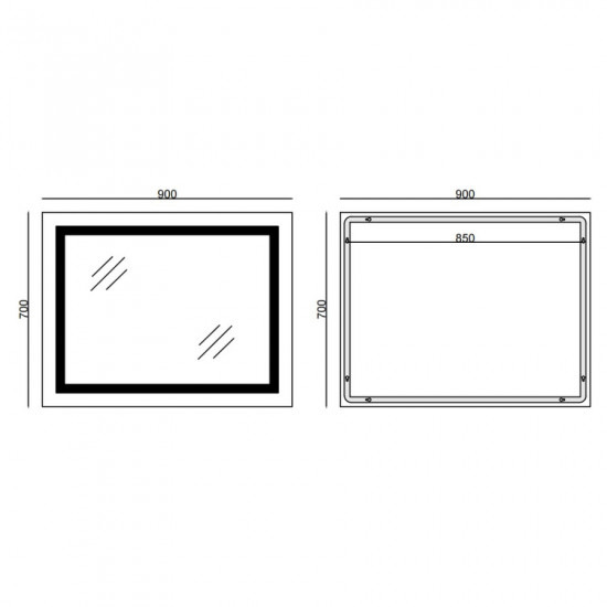 Дзеркало Mixxus WARM MR02-90x70-CASE з LED Touch, Anti-fog, димером, рег. яскравості, годинником (M