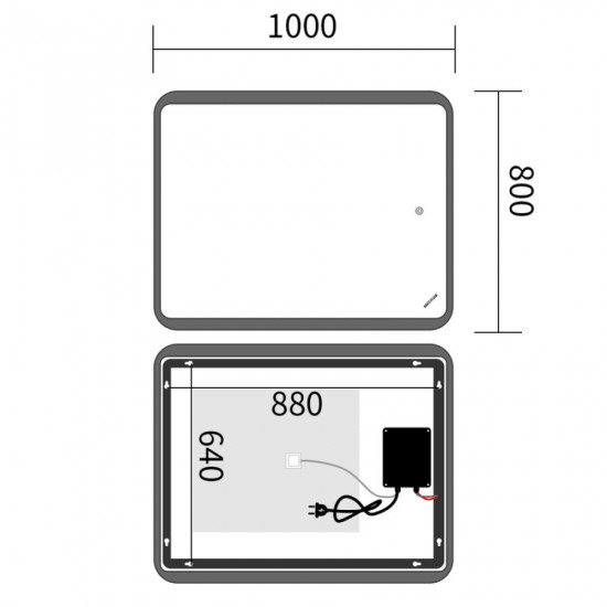 Дзеркало Mixxus Premium OLIVARY MR19-100x80-REVERSE (LED Touch, Anti-fog, димер (3-6,5kK)) (MP6629)