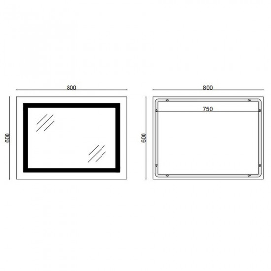 Дзеркало Mixxus TALL MR08-80x60-REVERSE з LED Touch, Anti-fog, димером, регулюванням яскравості (MI