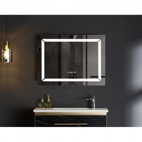 Зеркало Mixxus Light MR01-70x50 (часы, LED-подсветка, антизапотевание) (MI6000)