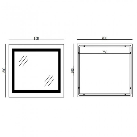 Дзеркало Mixxus WARM MR02-80x80 з LED Touch, Anti-fog, димером, регулюванням яскравості, годинником