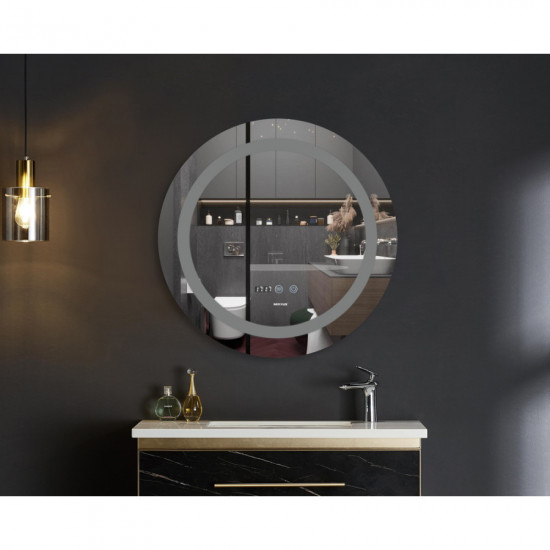 Дзеркало Mixxus PLAIN MC02-80-CASE з LED Touch, Anti-fog, димером, регулюванням яскравості, годинни