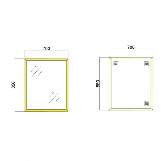 Дзеркало настінне Zerix FONTE MRZ09-700x850-REVERSE GOLD прямокутне в золотій рамі (ZX5639)