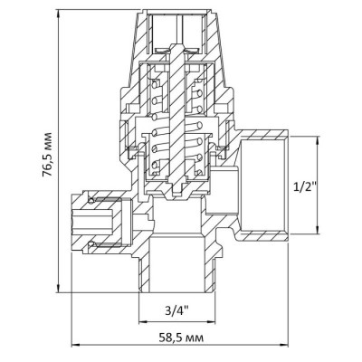 Клапан запорный ВЗ 1/2"х3/4" Koer KR.1262 (с выход. для подключения манометра) (1.5 бар) (KR3109)