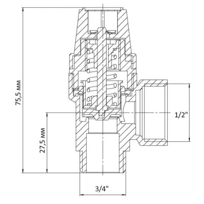 Клапан предохранительный ВЗ 1/2"х3/4" Koer KR.1261 (6 бар) (KR3108)