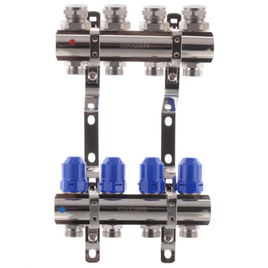Коллекторный блок с термостатическими клапанами Koer KR.1100-04 1"x4 ways (KR2630)