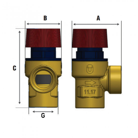 Клапан запобіжний Roho R2000-020 - 1/2" ВВ (2 бар) (RO0167)