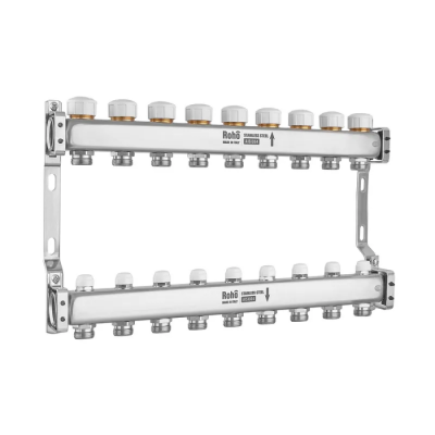 Колектор з термостатичними та запірними клапанами Roho R805-09M - 1"х 9 вих. (RO1040)