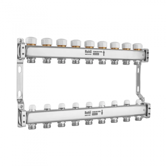 Колектор з термостатичними та запірними клапанами Roho R805-09M - 1"х 9 вих. (RO1040)