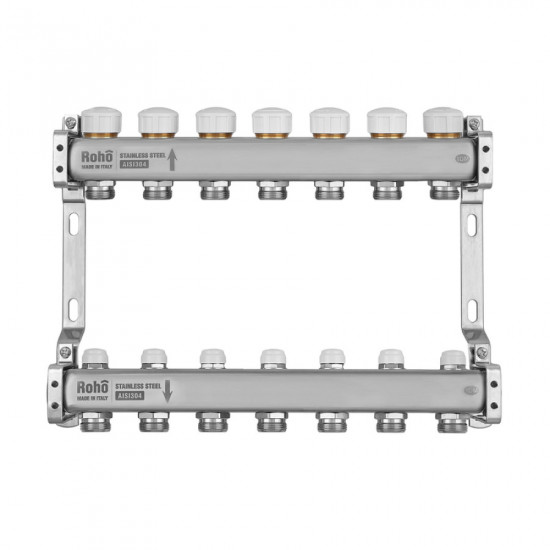 Колектор з термостатичними та запірними клапанами Roho R805-07M - 1"х 7 вих. (RO1038)