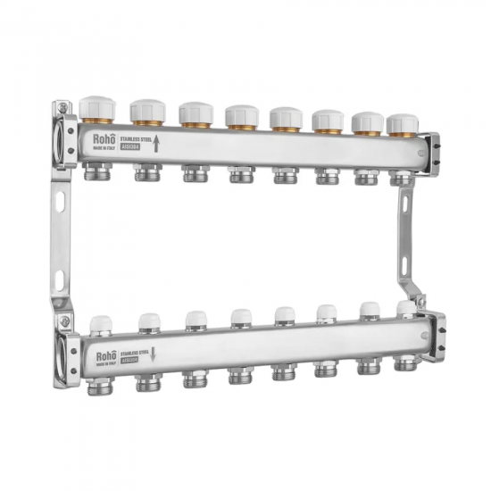 Колектор з термостатичними та запірними клапанами Roho R805-08M - 1"х 8 вих. (RO1039)