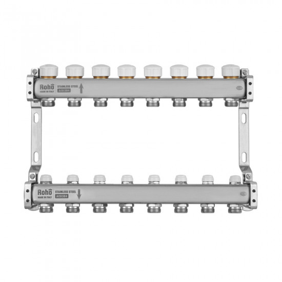 Колектор з термостатичними та запірними клапанами Roho R805-08M - 1"х 8 вих. (RO1039)