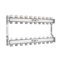 Коллектор с термостатическими и запорными клапанами Roho R805-10M - 1"х 10 вых. (RO1041)